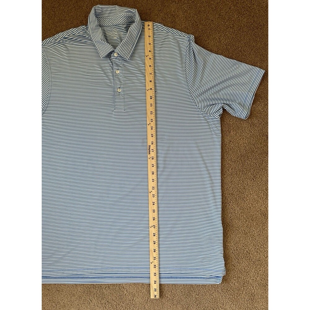 Vineyard Vines Men’s Polo Shirt XXL Blue White Stripe Performance Stretch Whale - Picture 5 of 15